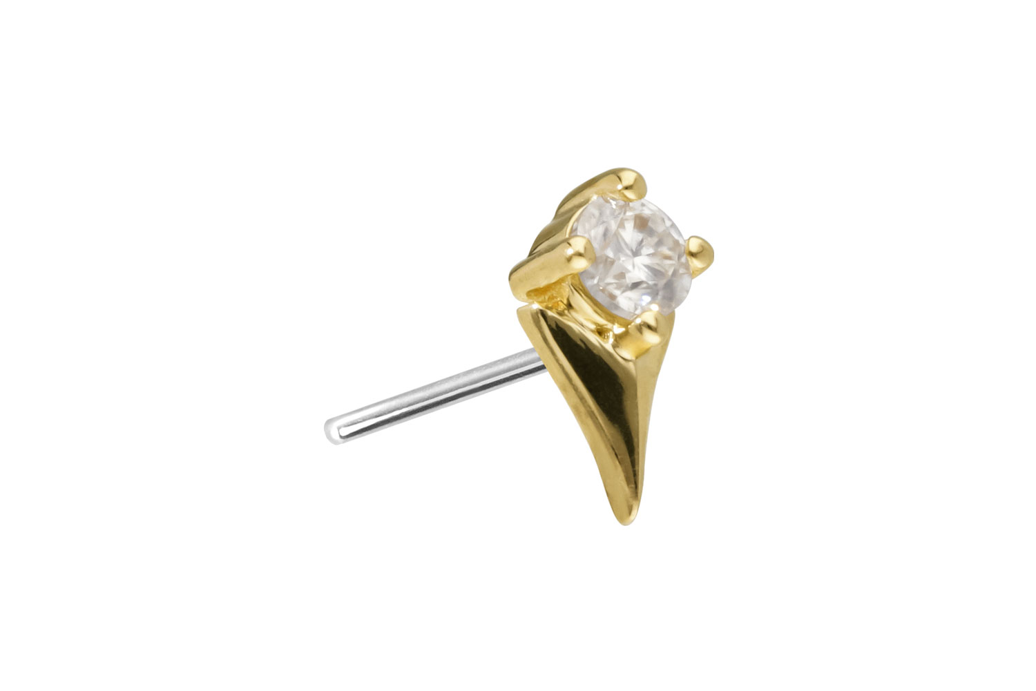 14 Karat Gold Aufsatz mit Titan Push Pin MOISSANIT + PFEILSPITZE von Piercingline